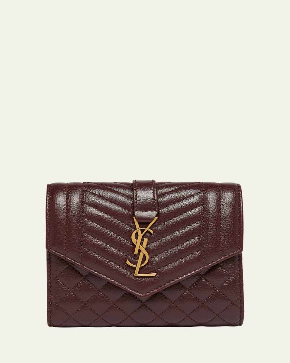 YSL Trifold Compact Wallet in Quilted Leather